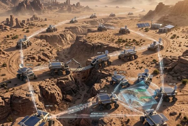 Distributed autonomous fleet using off-grid Physical AI for coordinated, energy-efficient edge decision-making