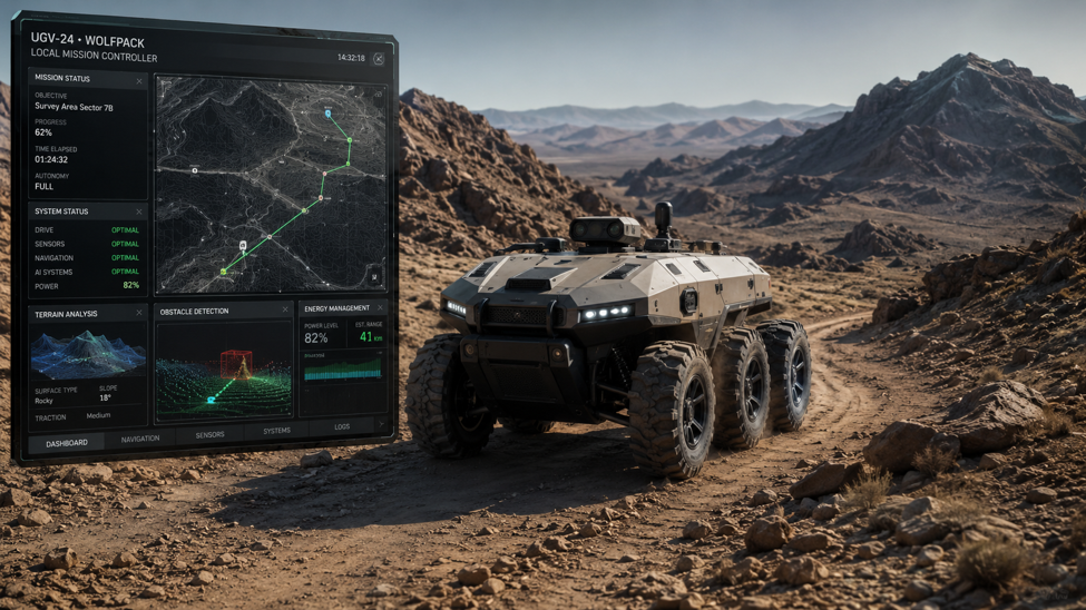 Autonomous vehicle operating with onboard AI in a remote environment