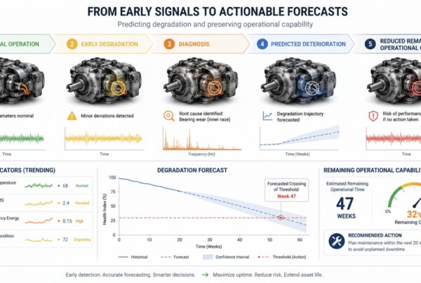 From early signals to actionable forecasts: degradation detection, diagnosis, progression, and remaining operational capability.