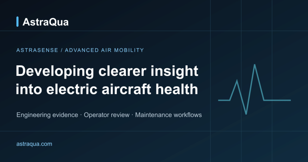 AstraSense product graphic about electric aircraft health.